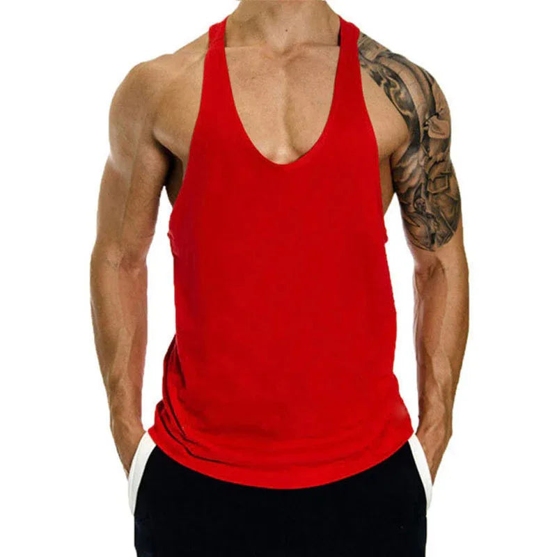 Gilet de sport ample et décontracté pour hommes - Débardeur respirant sans manches en forme de I