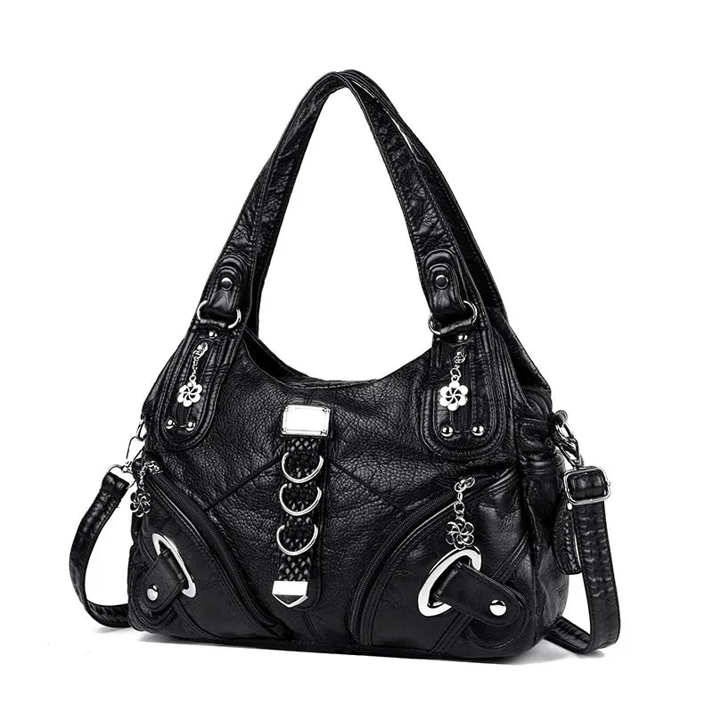 Sac à bandoulière pour femme grande capacité en cuir lavé