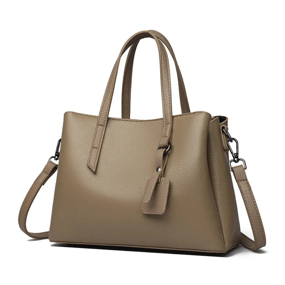 Sac à main en cuir de vachette grande capacité pour femme avec bandoulière