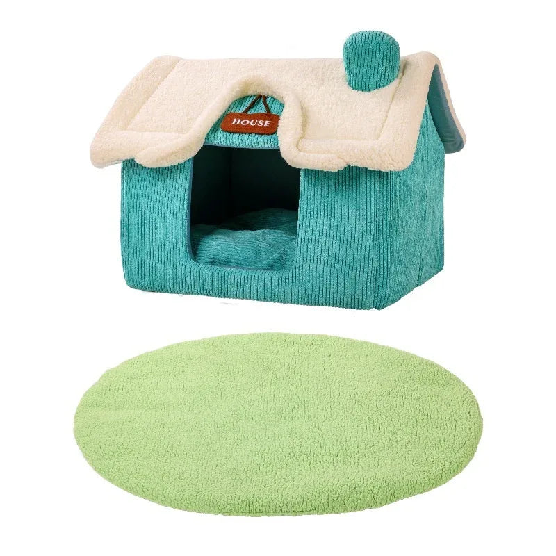 Lit pour animaux de compagnie créatif, mignon et chaud, avec pelouse en peluche et multiples jouets à mâcher pour chien