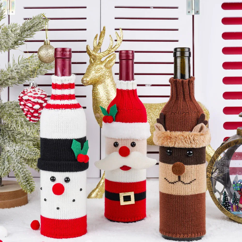 Décorations de table de Noël simples et élégantes - Housse de bouteille