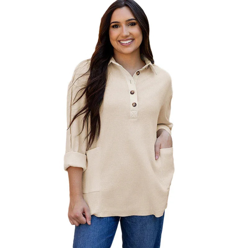 Pull ras du cou à manches longues pour femmes, coupe ample, style européen et américain