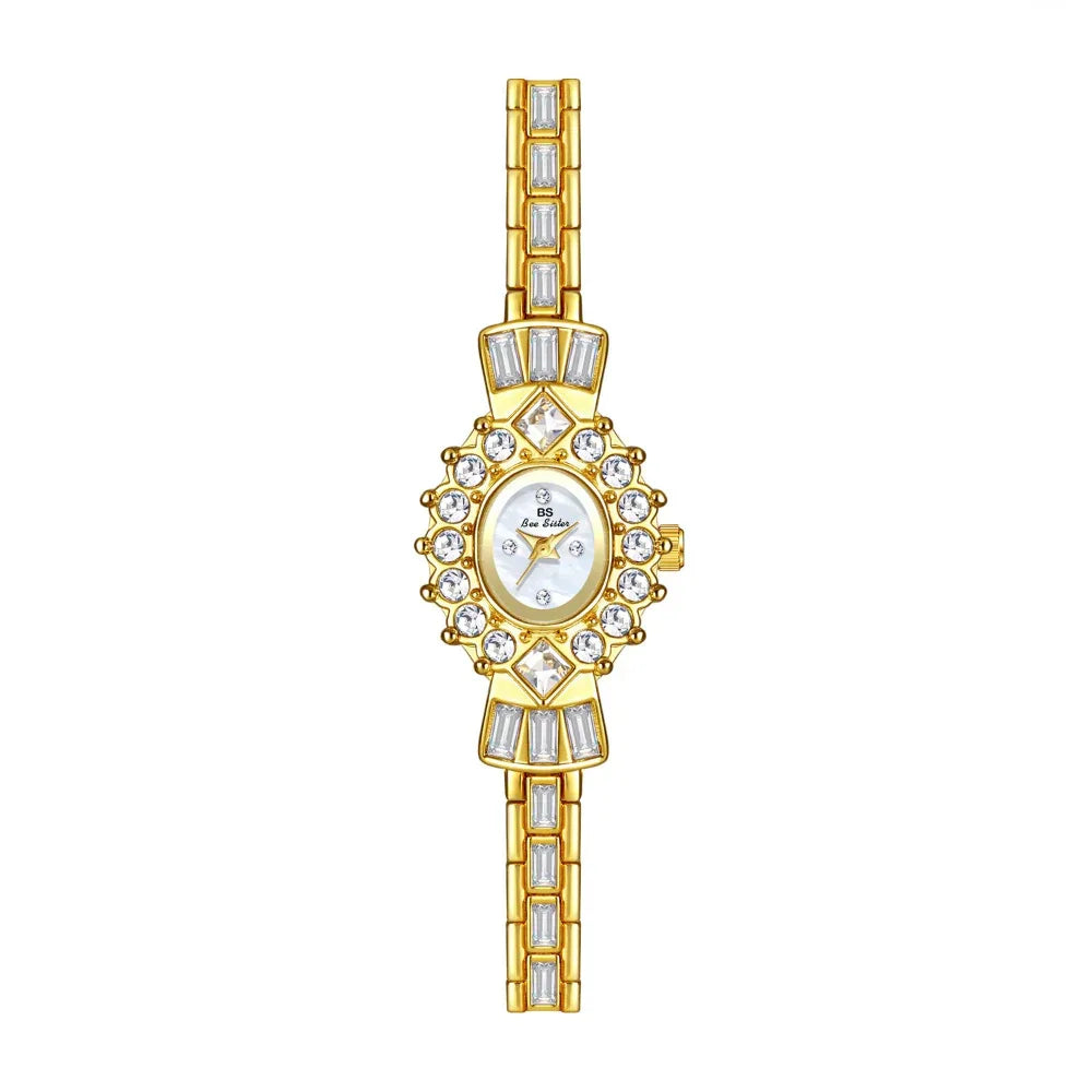 Montre miroir magique mi-ancienne avec diamants pour femme
