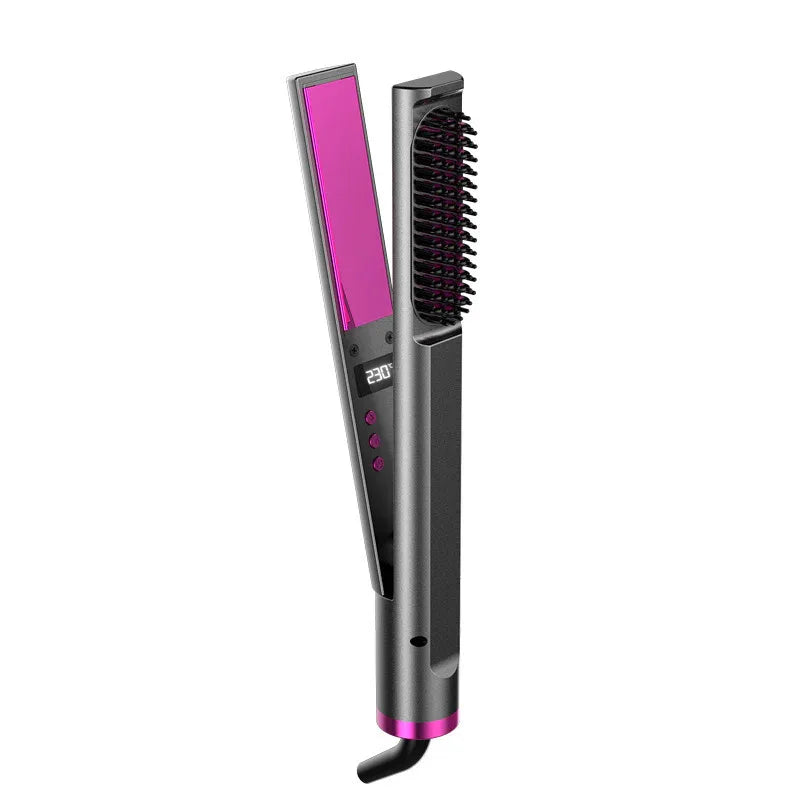Peigne lisseur multifonctionnel trois-en-un, à rouleaux, à usage double, pour cheveux secs et humides