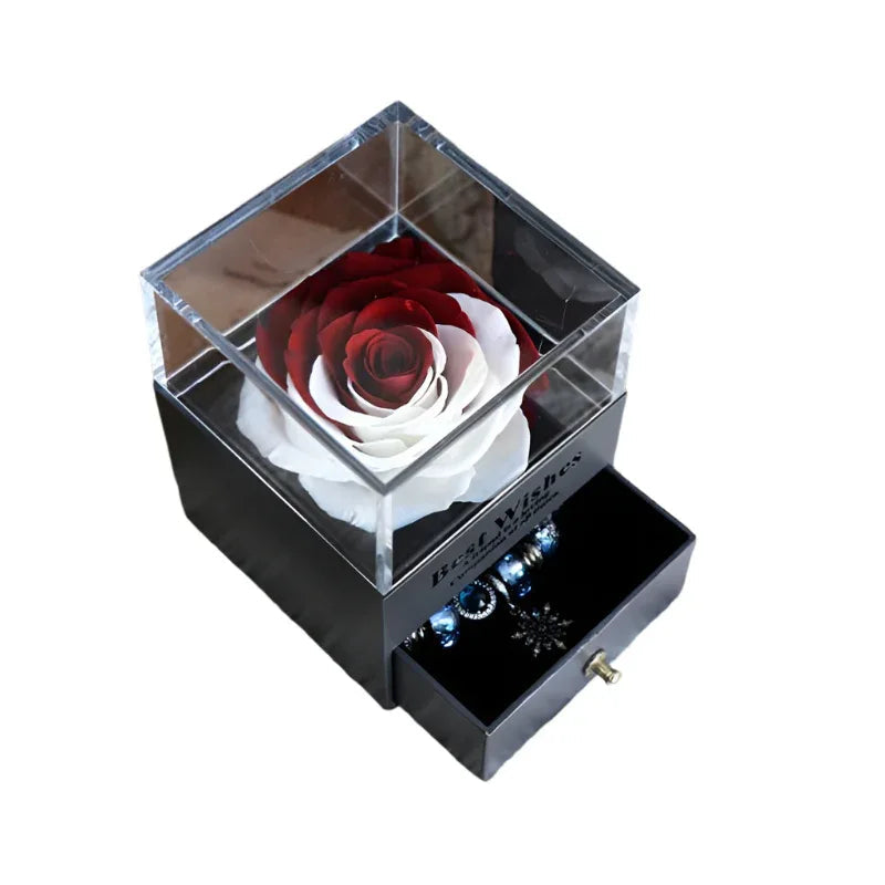 Ewige Romantische Blume Rose Schmuckschatulle für Geburtstagsgeschenke Valentinstag Hochzeitsgeschenk