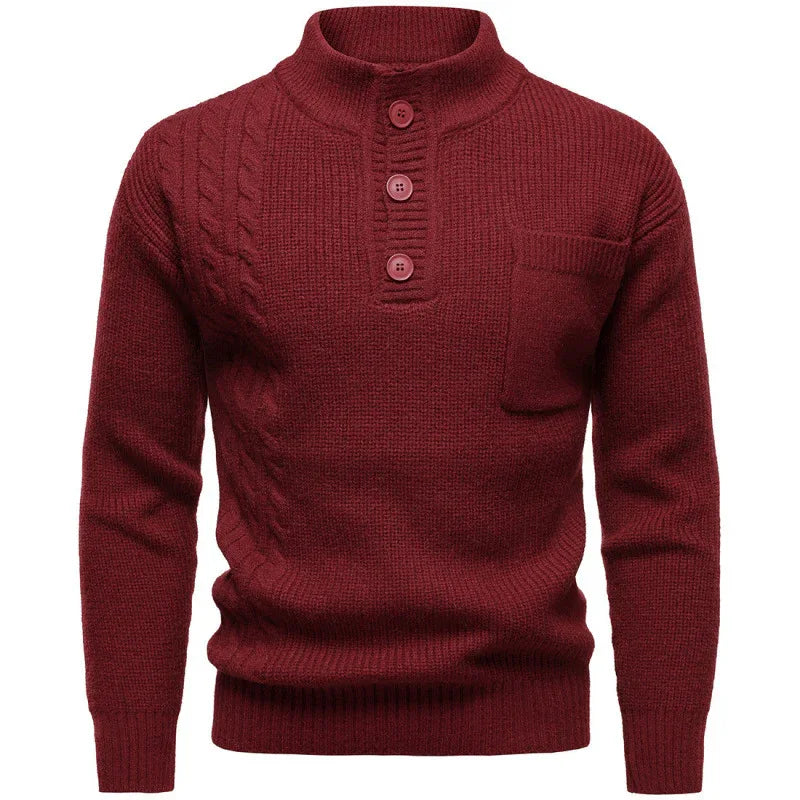 Pull col montant Henry en maille britannique pour homme