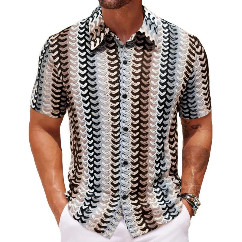 Chemise d'été colorée et respirante à manches courtes pour homme