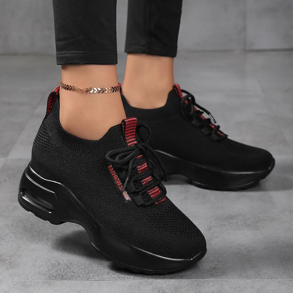 Baskets Flyknit Rehaussantes d'Été pour Femmes Chaussures Décontractées en Maille