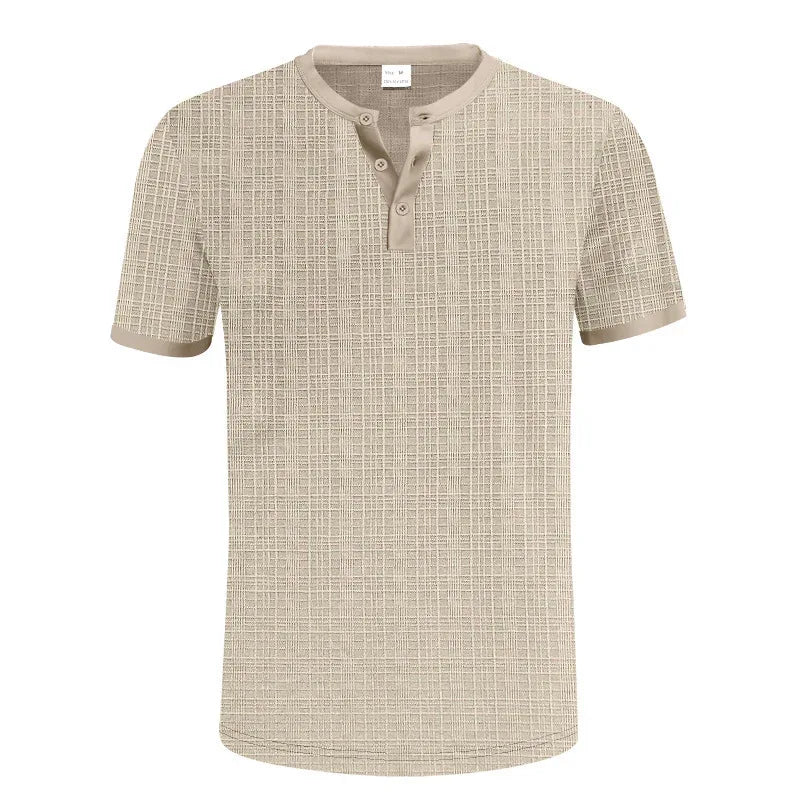 Haut décontracté Henley boutonné respirant pour homme