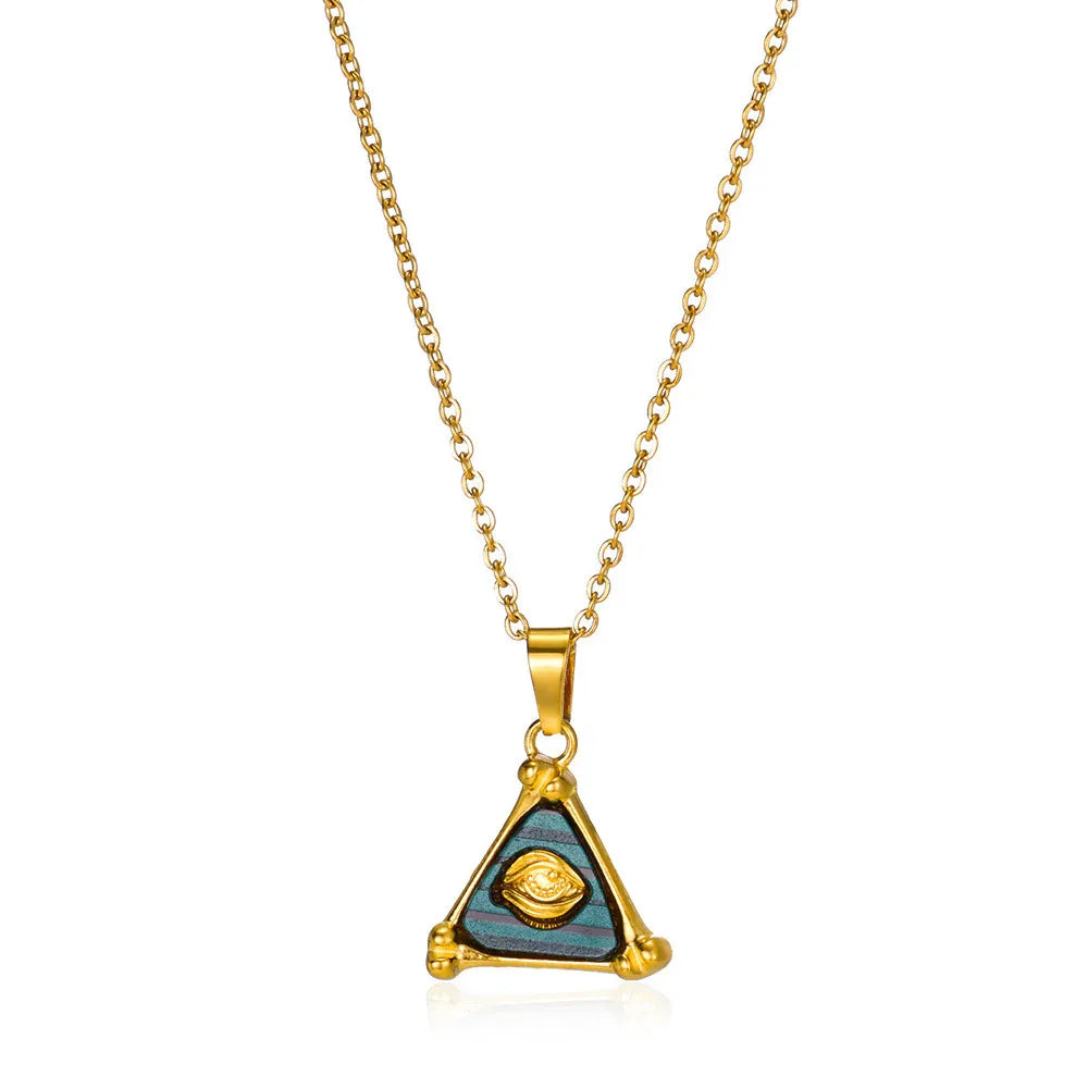 Collier Unisexe Triangle de Mode en Acier Inoxydable Plaqué Or 18K