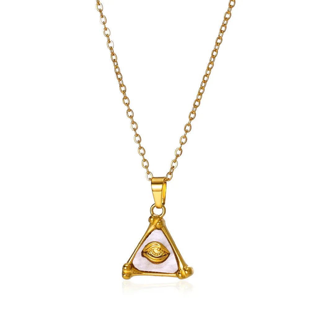 Collier Unisexe Triangle de Mode en Acier Inoxydable Plaqué Or 18K
