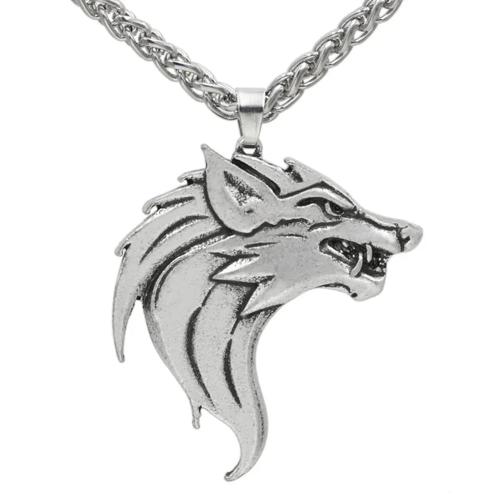 Collier homme avec pendentif tête de loup