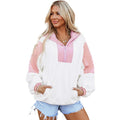Sweat à capuche ample pour femme, style décontracté, à manches longues, avec couleurs contrastantes