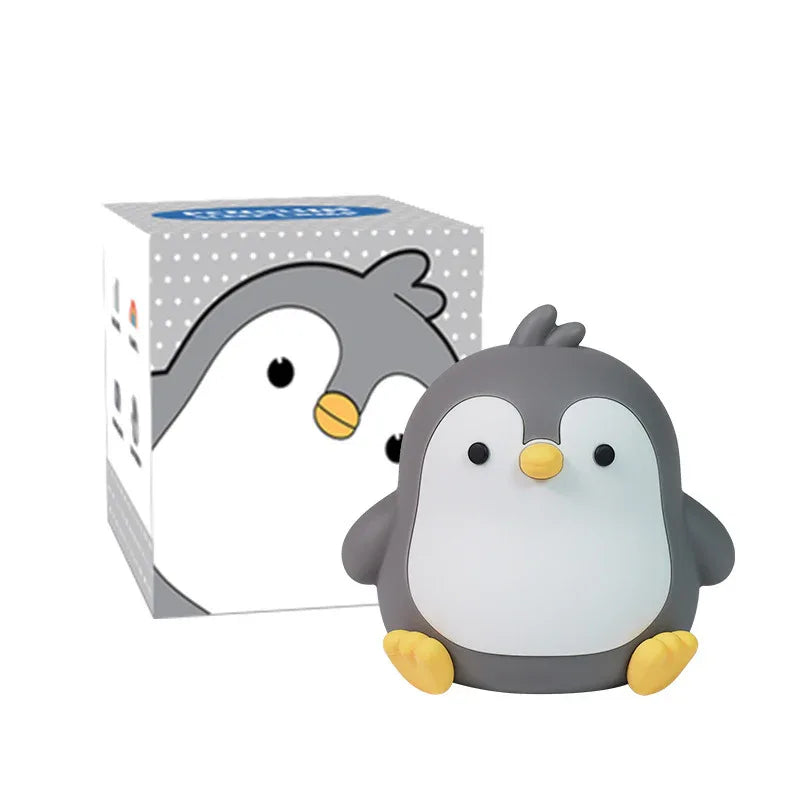 Lampe de Chevet de Table en Silicone Bébé Pingouin Petite Veilleuse de Chambre