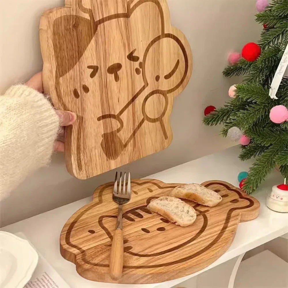 Planche à découper de cuisine en bois avec plateau pivotant intégré
