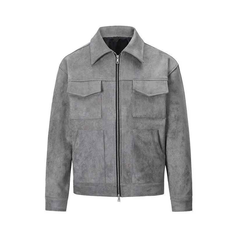 Veste zippée vintage multi-poches en tissu épais