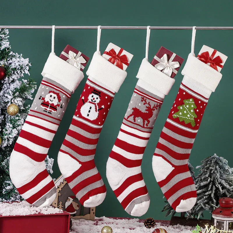 Décorations de Noël en laine tricotée, ornements à suspendre, sacs cadeaux