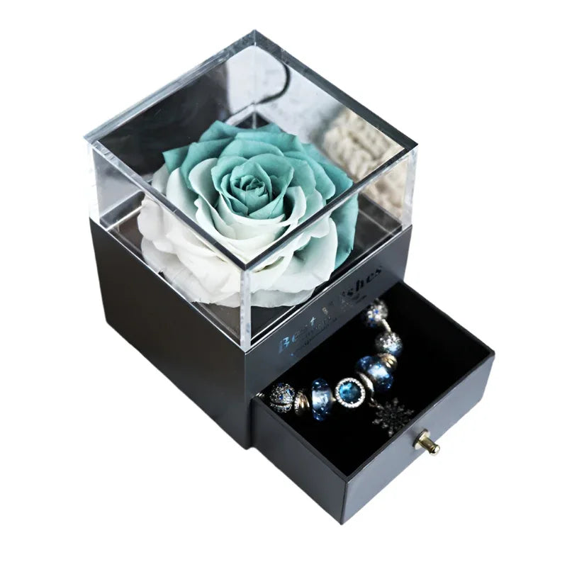 Ewige Romantische Blume Rose Schmuckschatulle für Geburtstagsgeschenke Valentinstag Hochzeitsgeschenk