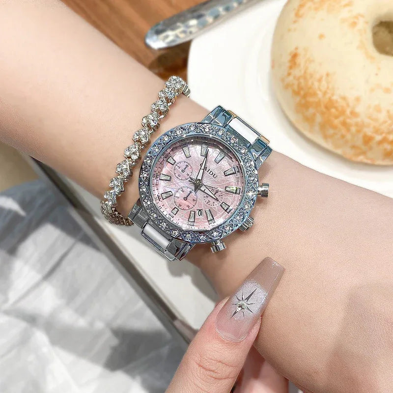 Montre à Quartz Lumineuse Nacre Étanche pour Femme
