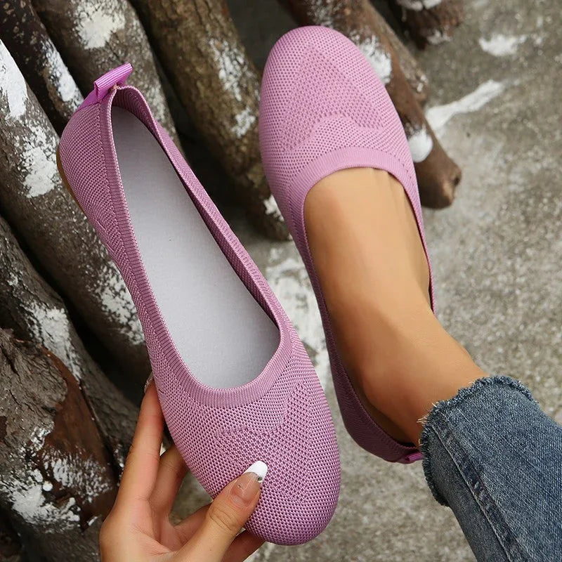 Mocassins Femme Chaussures Plates Décontractées en Maille à Enfiler