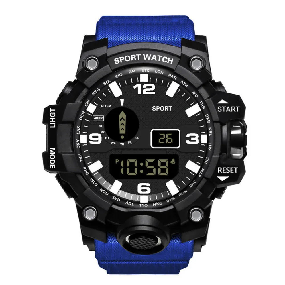 Montre numérique électronique lumineuse multifonctionnelle de sport étanche pour hommes