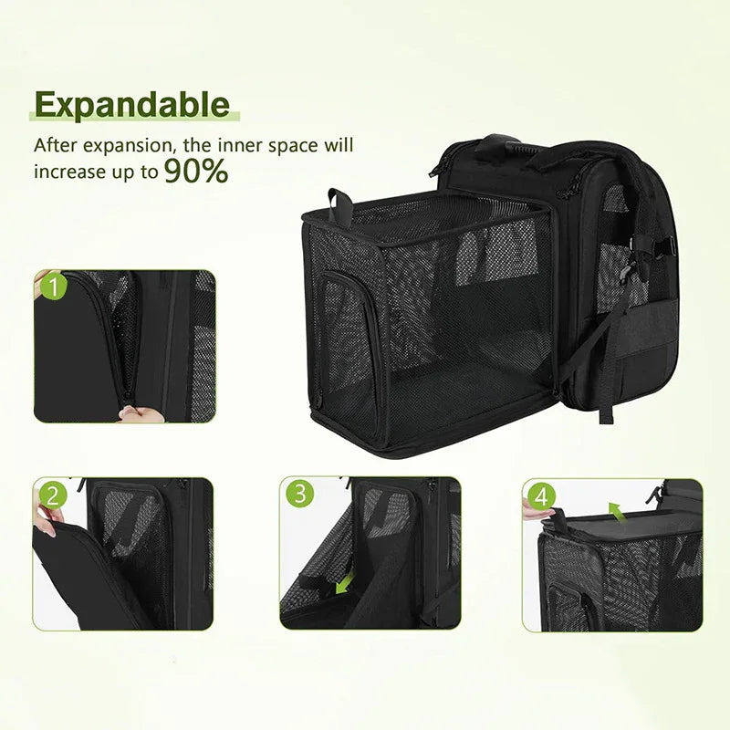 Sac à dos pour animaux de compagnie extensible, spacieux et respirant (pour chats et chiens)