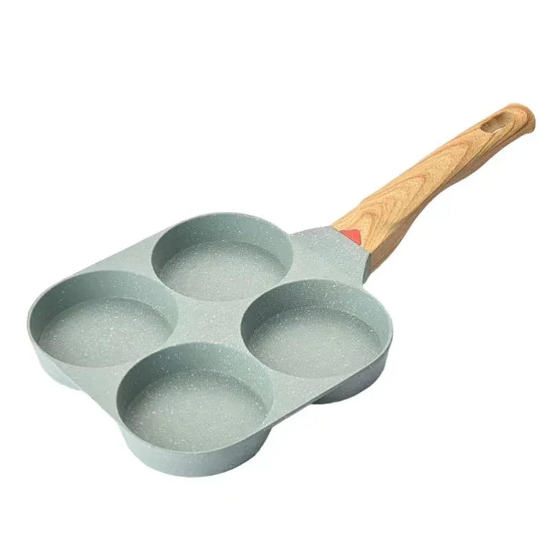 Poêle à frire 4 trous en pierre médicale antiadhésive pour petit-déjeuner à la maison, mini poêle à frire
