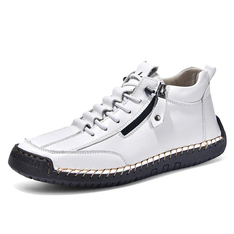 Herren Casual Retro Leder-Schuhe mit seitlichem Reißverschluss