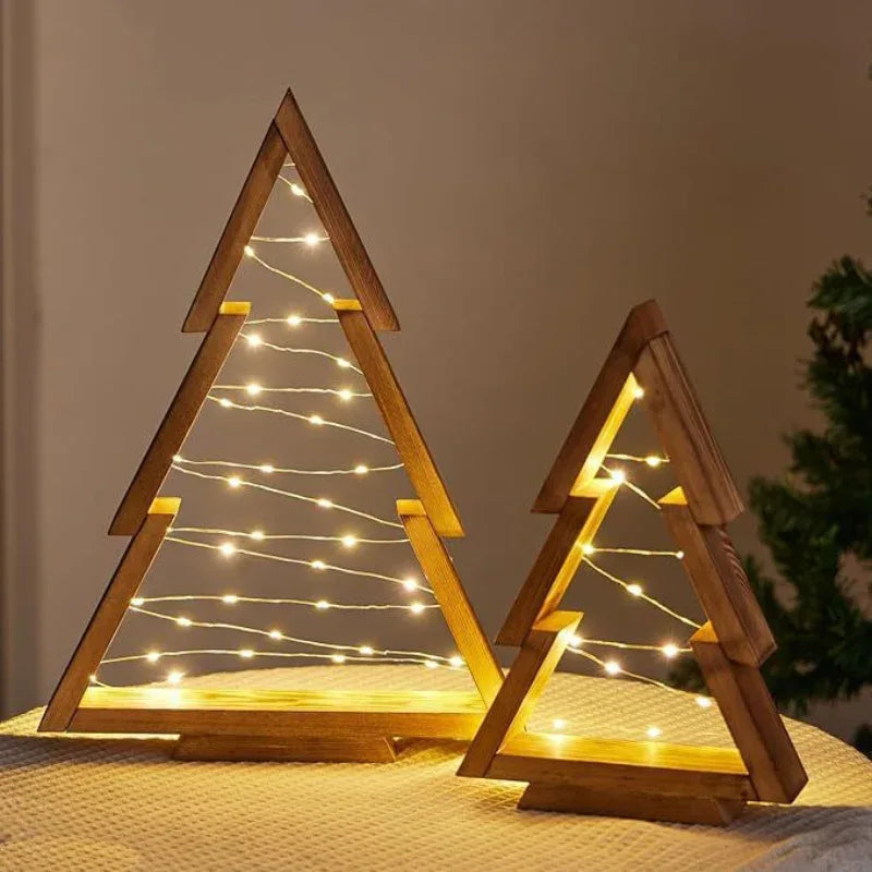 Sapin de Noël en bois avec lumières Décoration d'ambiance intérieure