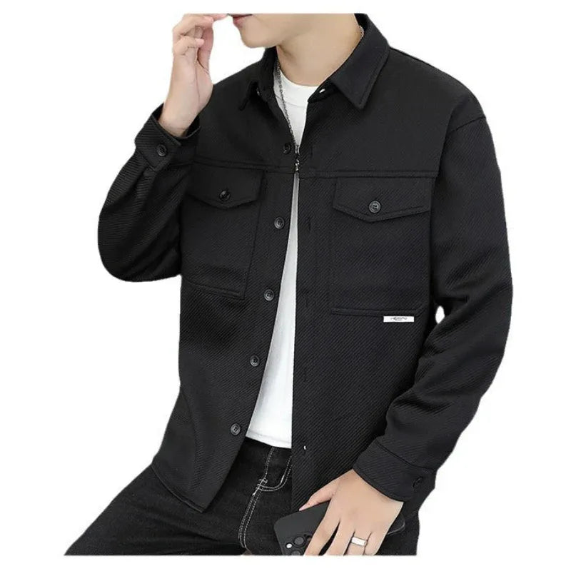 Veste en twill tricoté pour homme à revers
