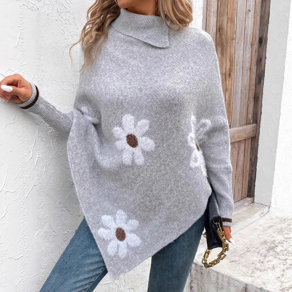 Pull jacquard fleuri pour femme