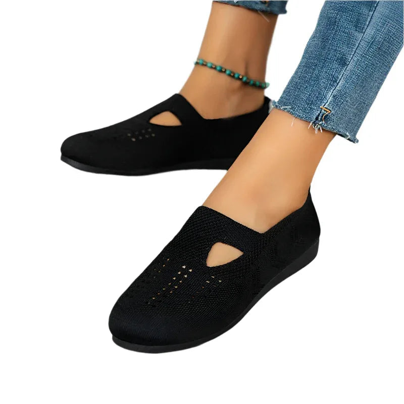 Chaussures plates en maille respirante pour femme Mocassins légers d'été
