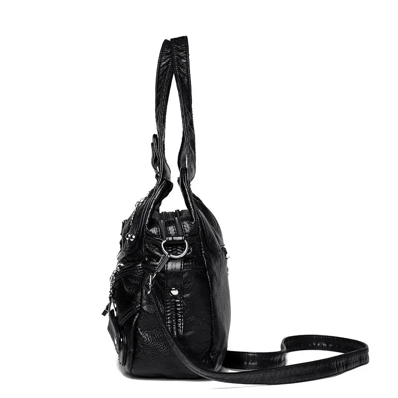 Sac à bandoulière pour femme grande capacité en cuir lavé