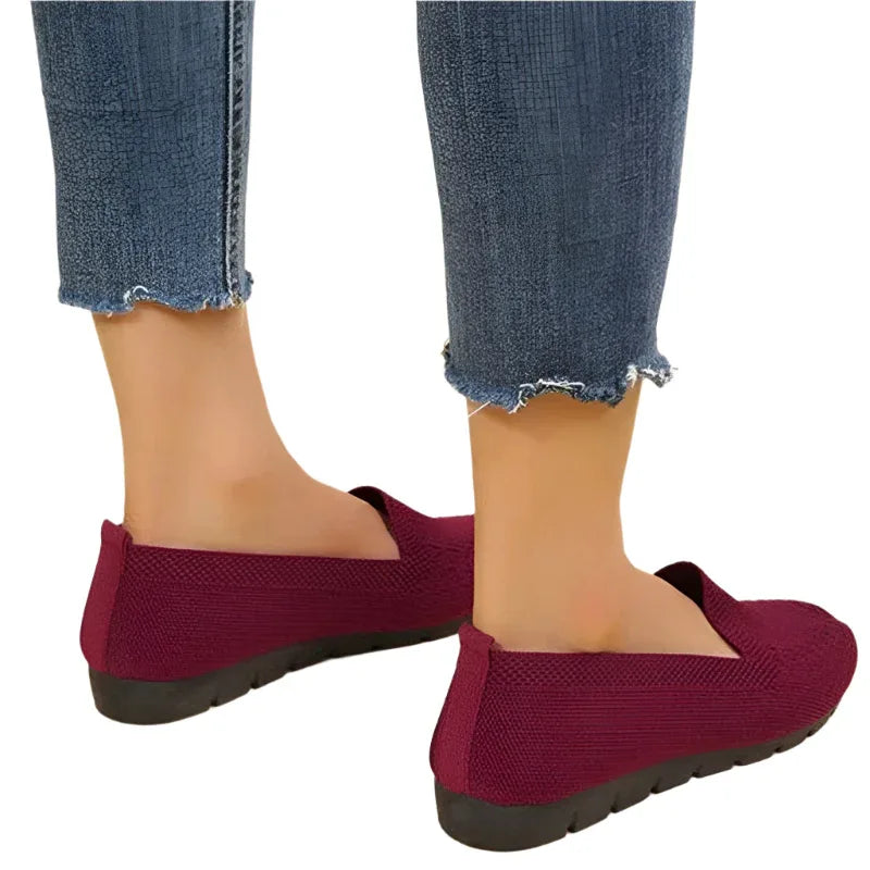 Chaussures Plates en Maille Décontractées, Mocassins Femme Tendance Couleur Unie Bout Rond Chaussures Confortables et Décontractées