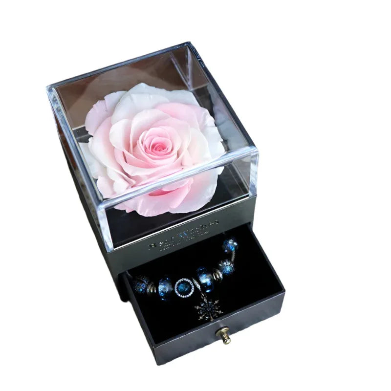 Ewige Romantische Blume Rose Schmuckschatulle für Geburtstagsgeschenke Valentinstag Hochzeitsgeschenk