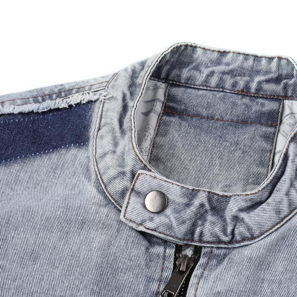 Veste rétro en jean patchwork pour homme