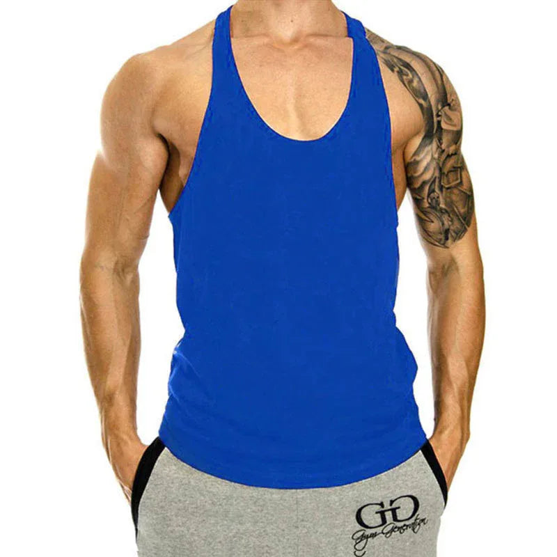 Gilet de sport ample et décontracté pour hommes - Débardeur respirant sans manches en forme de I