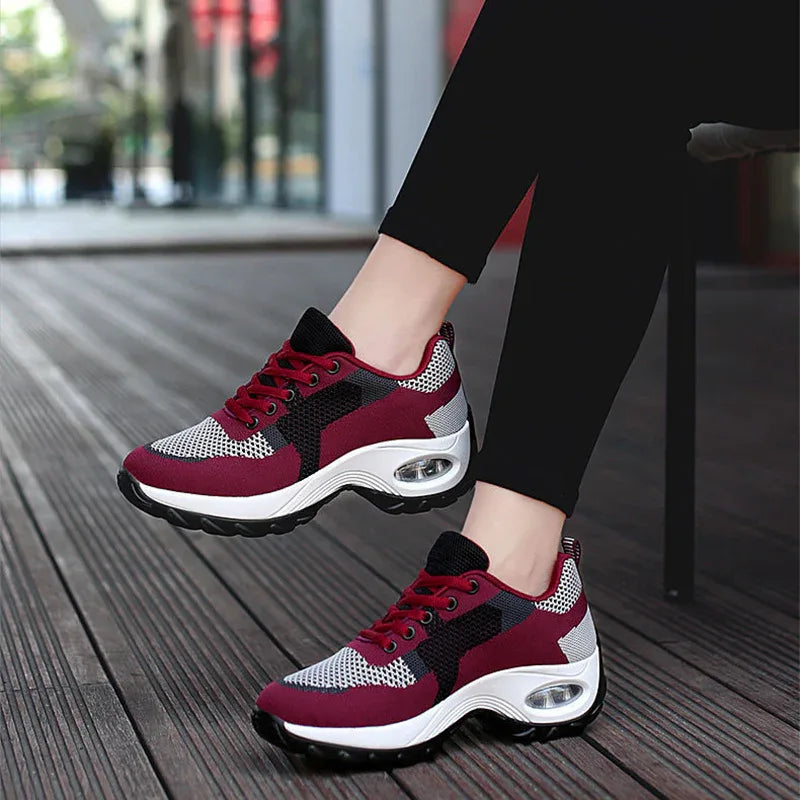 Obermaterial Mesh PU Sohle Polsterschuhe Damen Bequeme Atmungsaktive Sneaker Laufschuhe