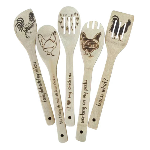 Ensemble de 5 ustensiles de cuisine en bambou