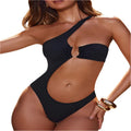 Bikini Damen Einfarbiges Einteiler Badeanzug mit einer Schulter