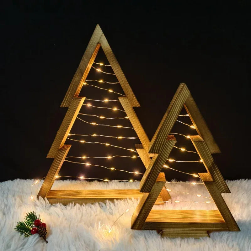 Sapin de Noël en bois avec lumières Décoration d'ambiance intérieure