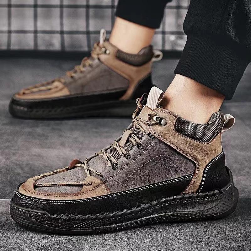 Chaussures en cuir haut de gamme Bottes Martin montantes polyvalentes pour hommes