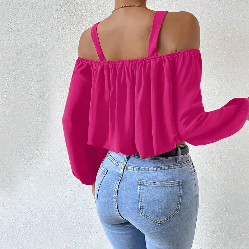 Crop top ample à manches chauve-souris pour femme