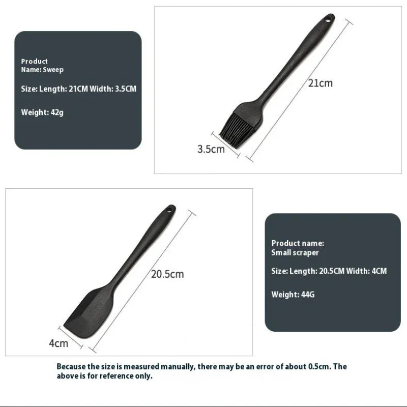 Ustensiles de cuisine noirs en silicone antiadhésif, 10 pièces