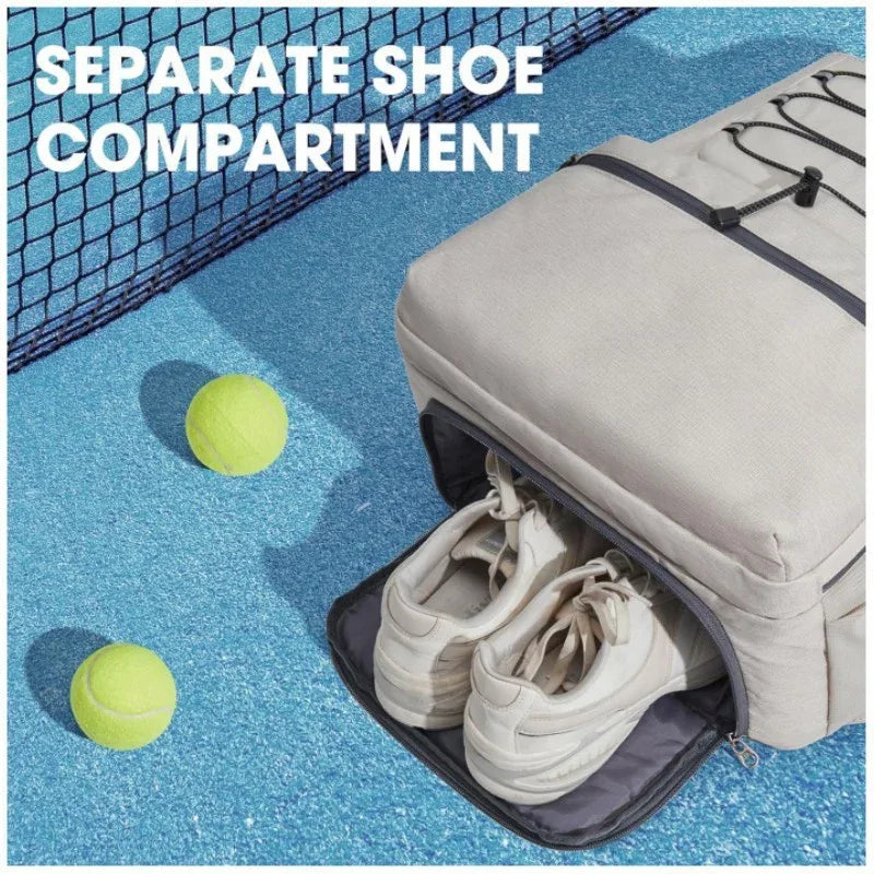 Grand sac à dos de tennis unisexe pour hommes et femmes avec capacité de 4 raquettes et compartiment à chaussures