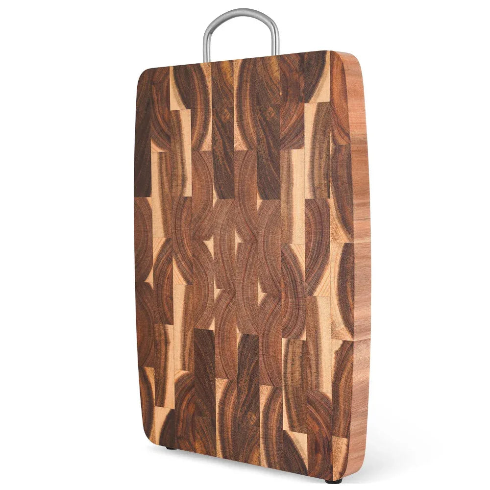 Planche à découper en acacia manguier, grand quadrillage géométrique, pour cuisine domestique