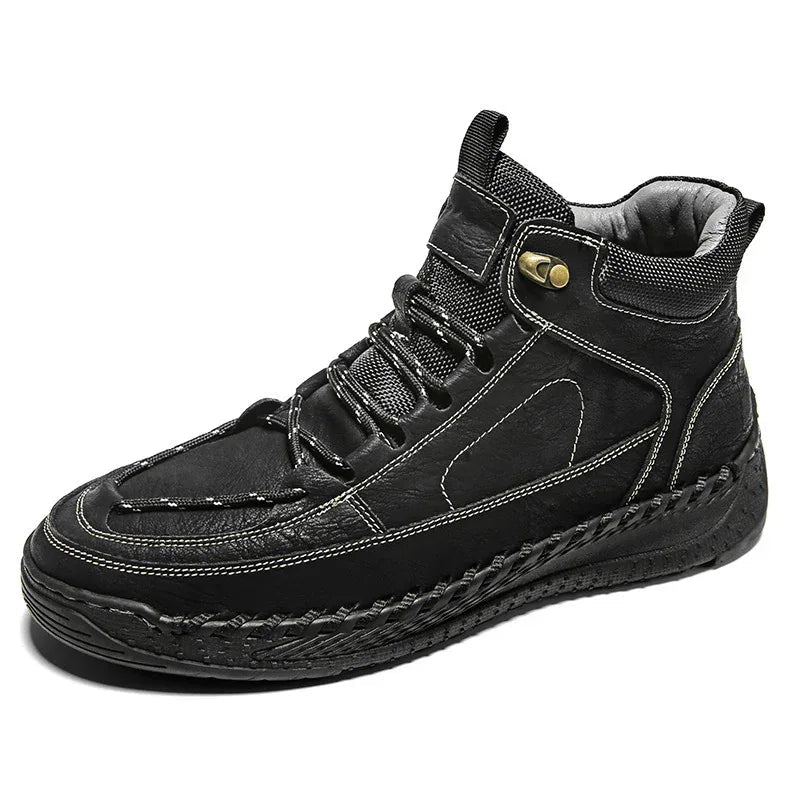 Chaussures en cuir haut de gamme Bottes Martin montantes polyvalentes pour hommes