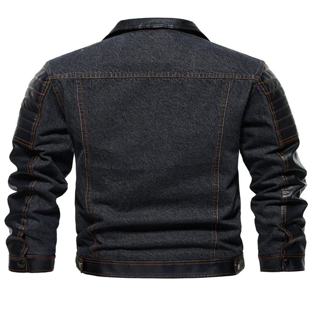 Veste extérieure d'automne en jean patchwork pour homme