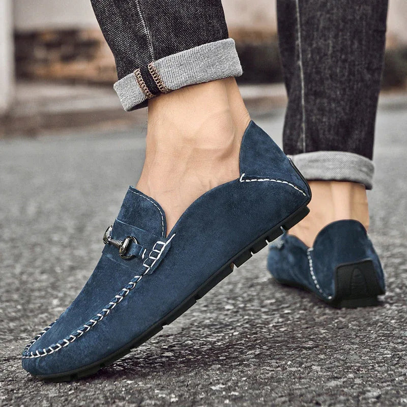 Mocassins en daim pour hommes, chaussures décontractées respirantes