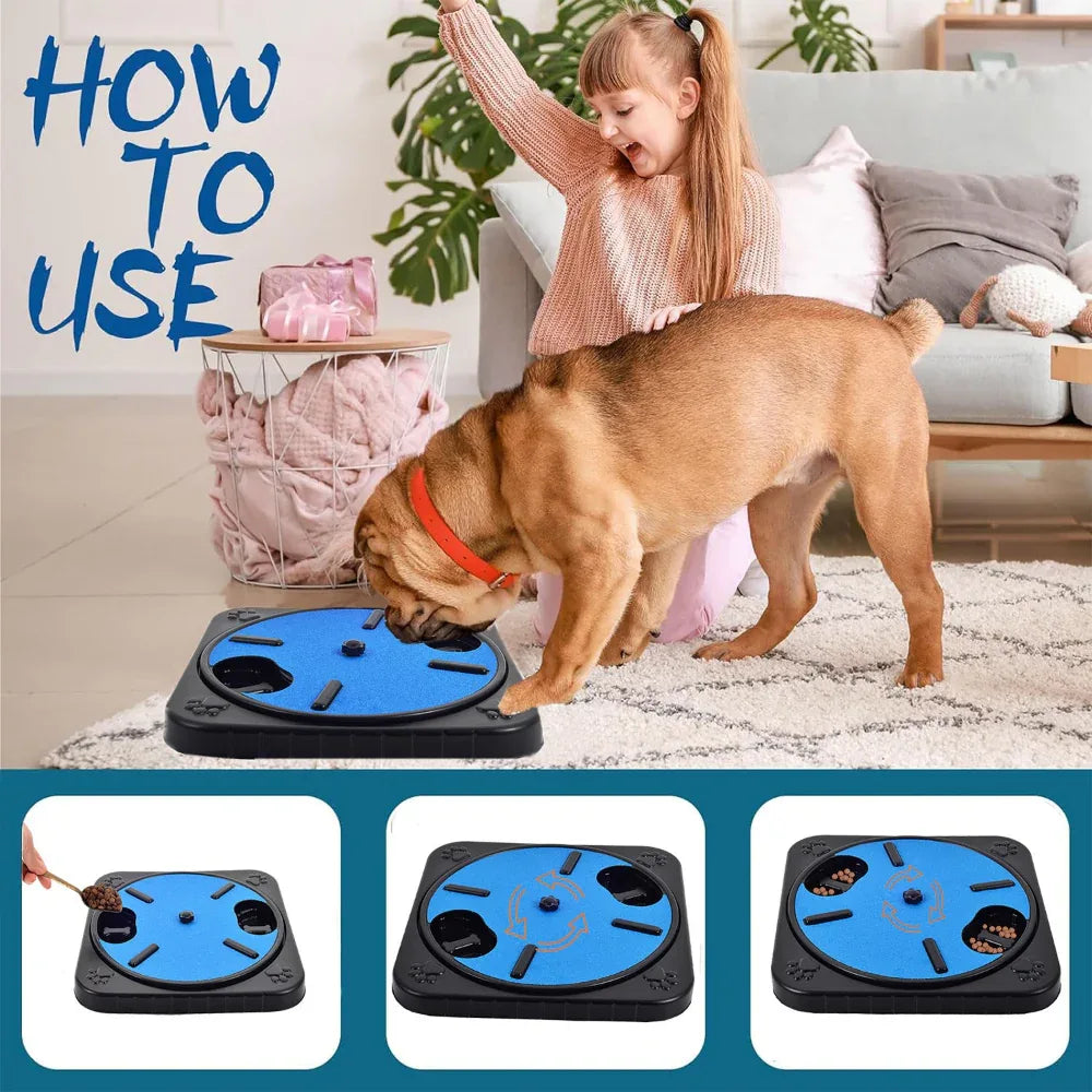 Bol d'alimentation rotatif à 360° pour animaux de compagnie avec planche à gratter pour chat et chien